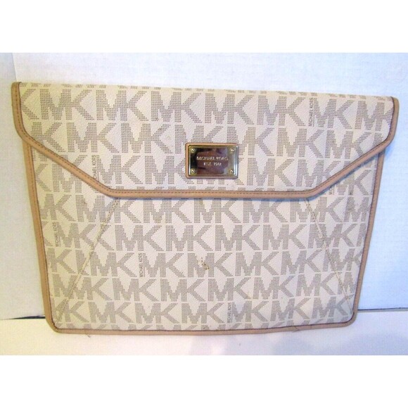 Michael Kors Ipad Case Monogram MK Signature Large Envelope Clutch Purse Logo - Picture 1 of 7